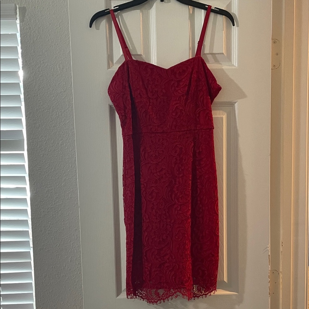 Lulu's Scarlet Lace Mini Dress